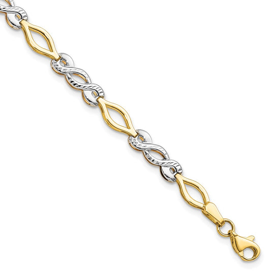 10K Two-tone Polished D/C Bracelet 7.5  inches