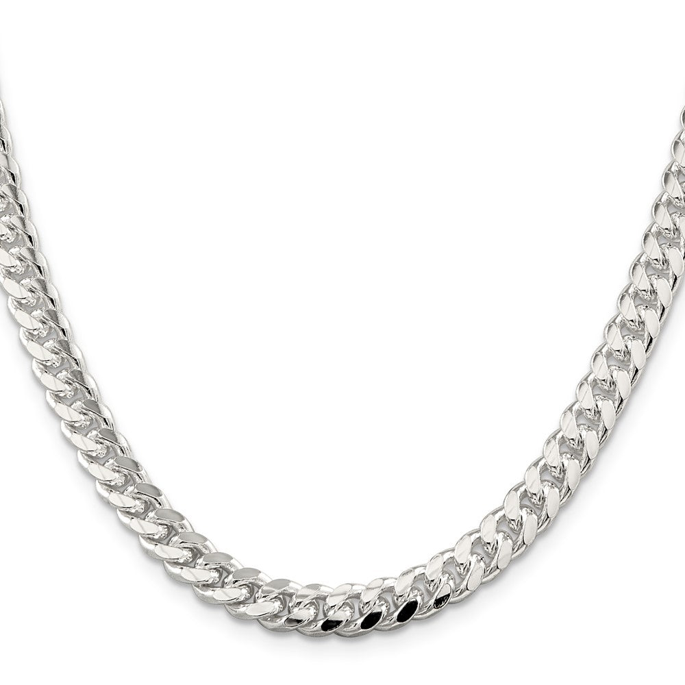 Sterling Silver 7mm Domed w/ Side D/C Curb Chain 26 Inches