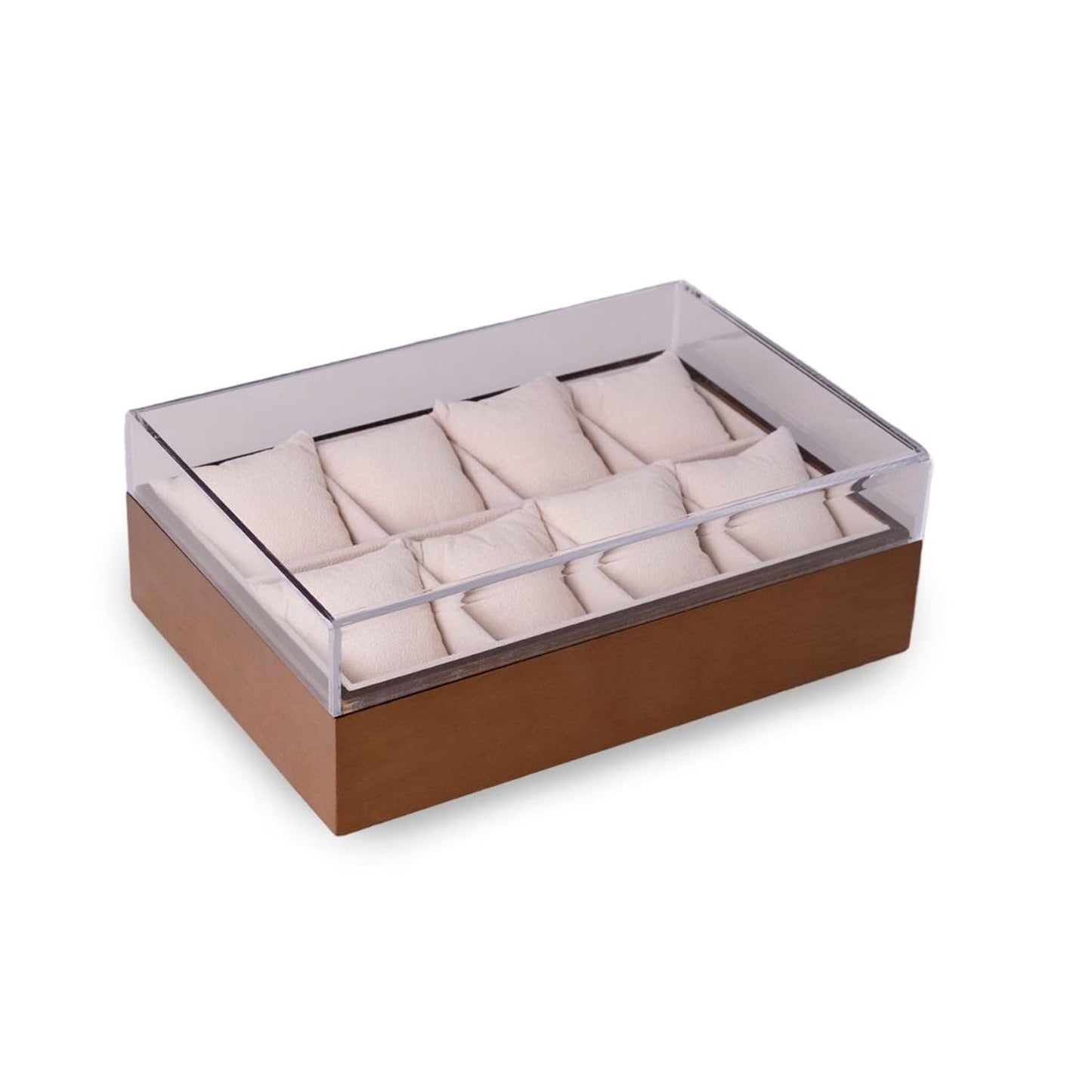 Bey Berk Esme Wood and Acrylic Eight Watch Box, Brown
