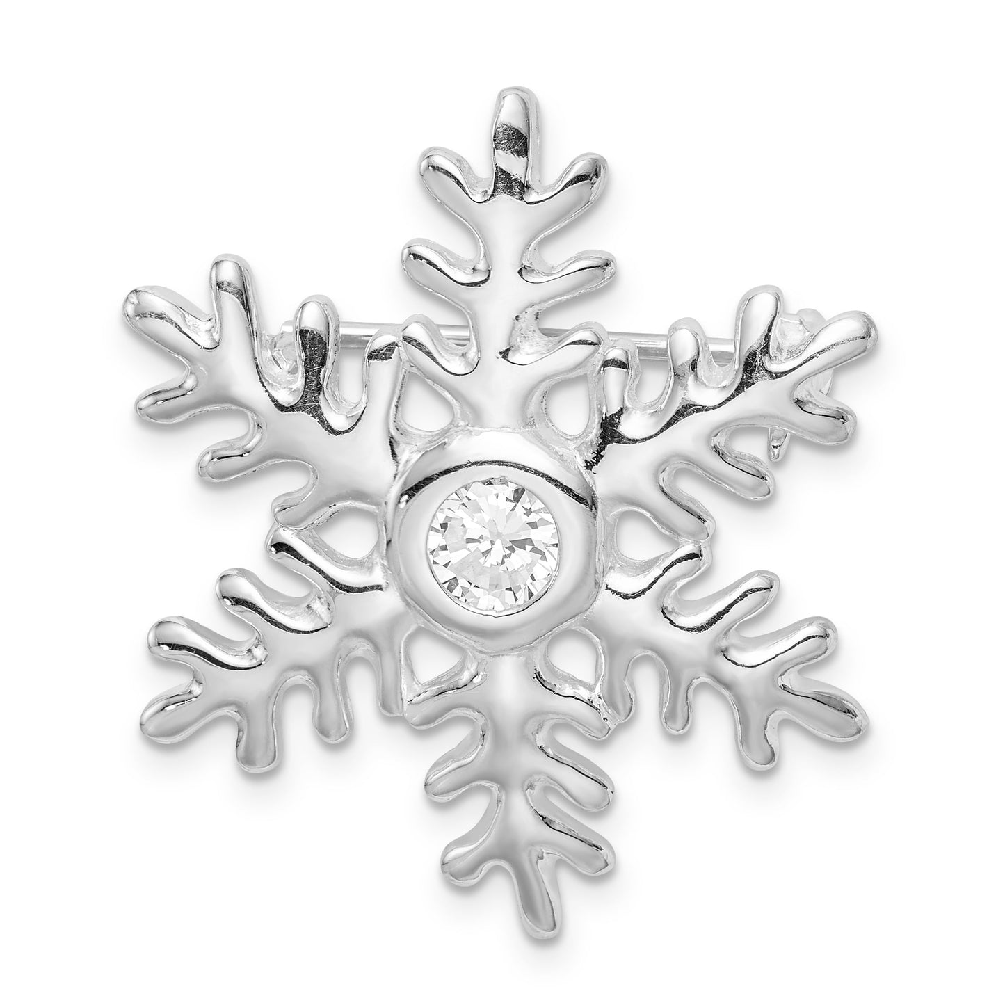 Sterling Silver CZ Snowflake Pin