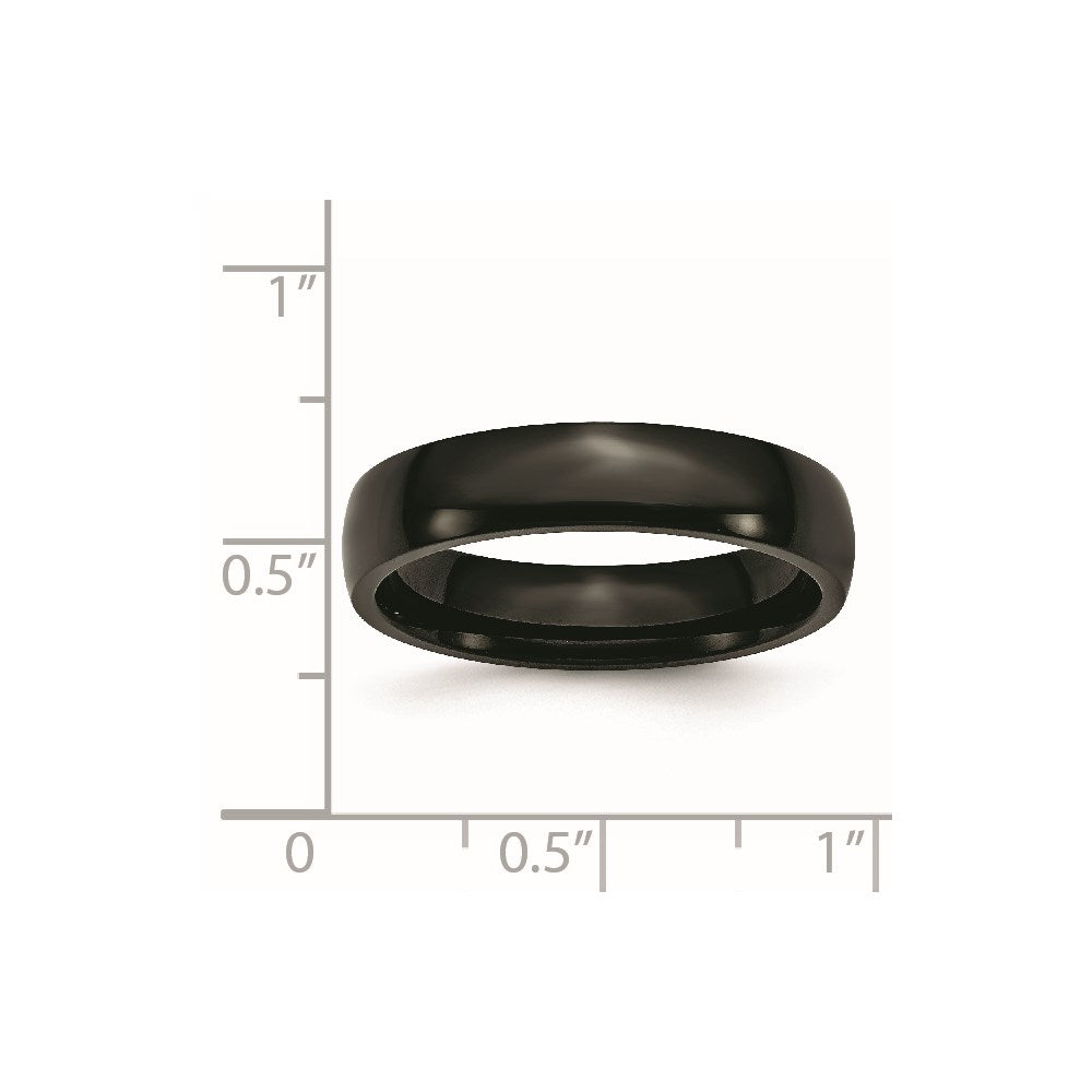 Stainless Steel 5mm Black IP-plated Polished Band Size - 11