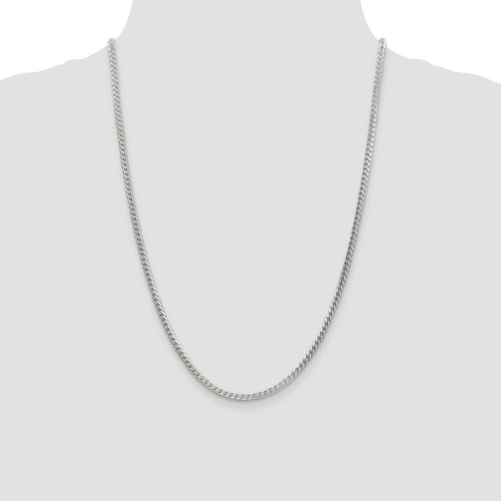 Sterling Silver 3.1mm D/C Square Franco Chain 24 Inches