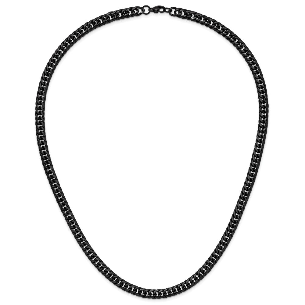 Stainless Steel Polished Black IP-plated Double Curb Chain 24in Necklace