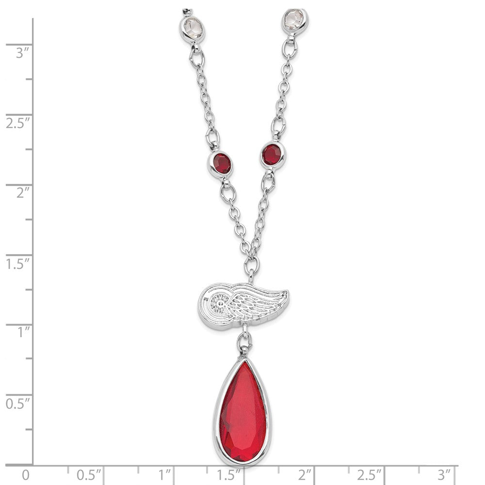 NHL Detroit Redwings Crystal Drop w/ 3 in ext Necklace
