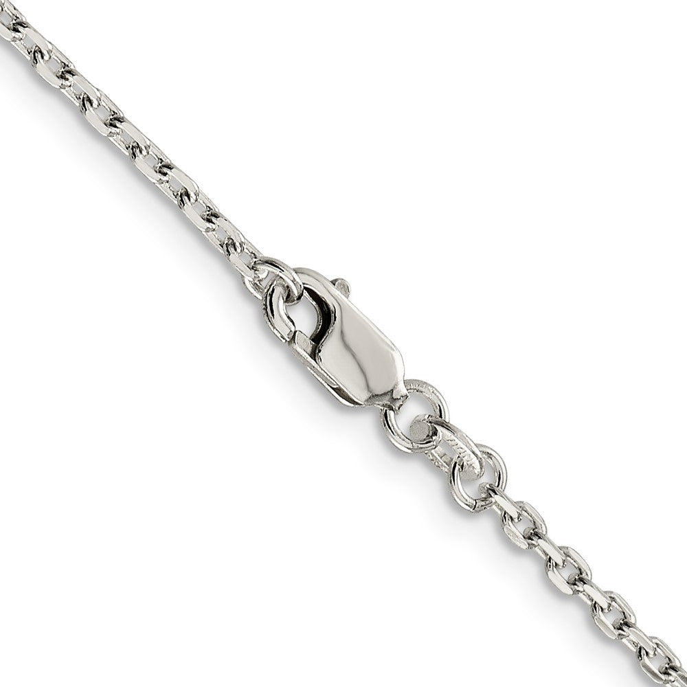 Sterling Silver 2mm Beveled Oval Cable Chain 18 Inches