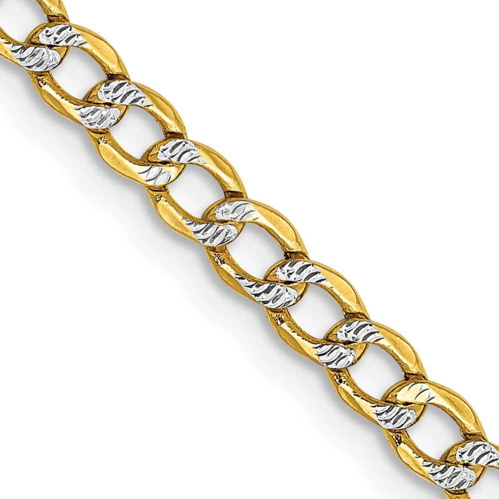 14K 20 inch 3.4mm Semi-Solid with Rhodium Pav‚ Curb with Lobster Clasp Chain