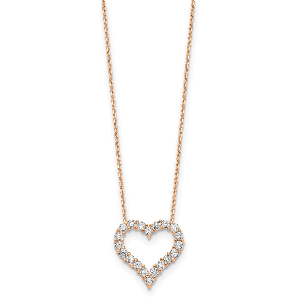 True Origin 14k Rose Gold 1 1/2 carat Lab Grown Diamond VS DEF 18 inch Open Heart Pendant Necklace