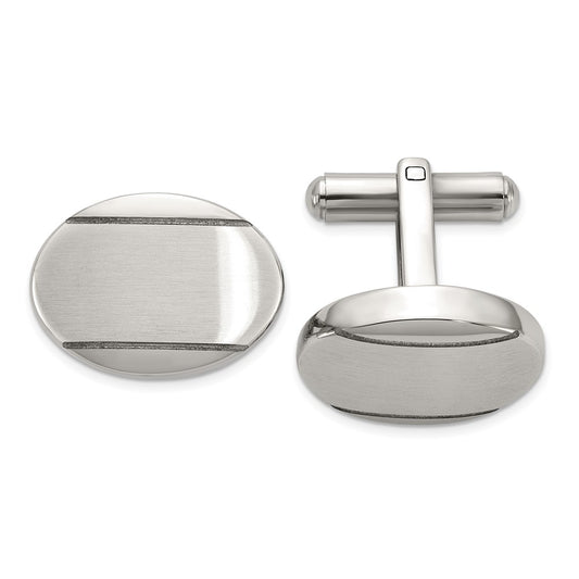 Chisel Stainless Steel Brushed and Polished Oval Cuff Links