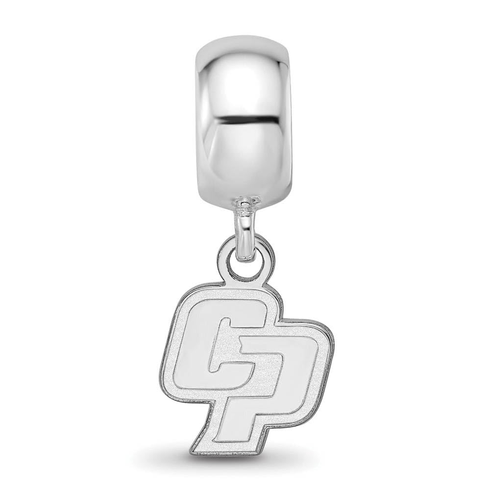 Sterling Silver Rhodium Plated California Poly State Dangle Bead Charm
