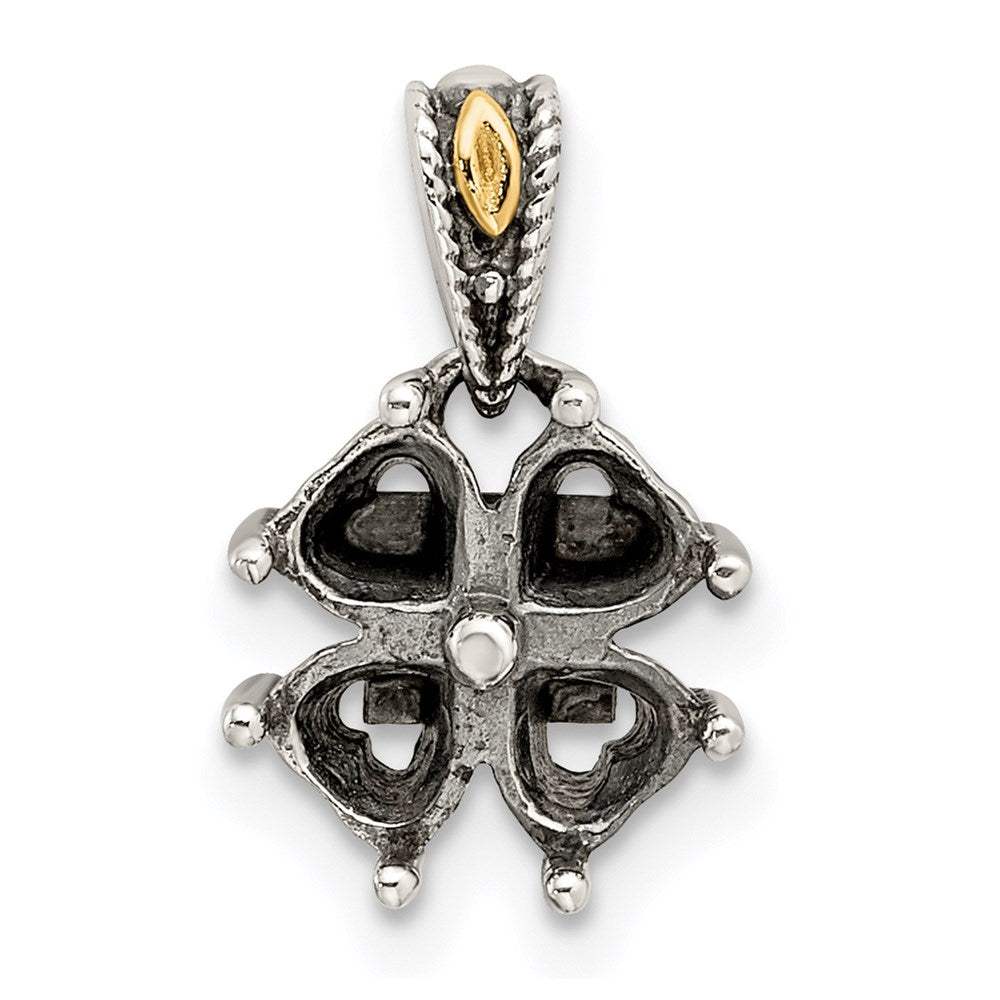 Sterling Silver Antiqued w/14k 4-stone Mother's Pendant Mounting