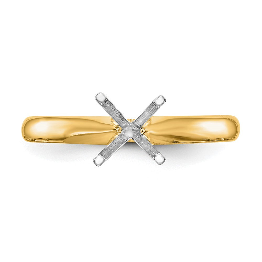 14k Two-Tone 1 carat Lightweight Comfort-Fit 4-Prong Round Solitaire Ring Mounting