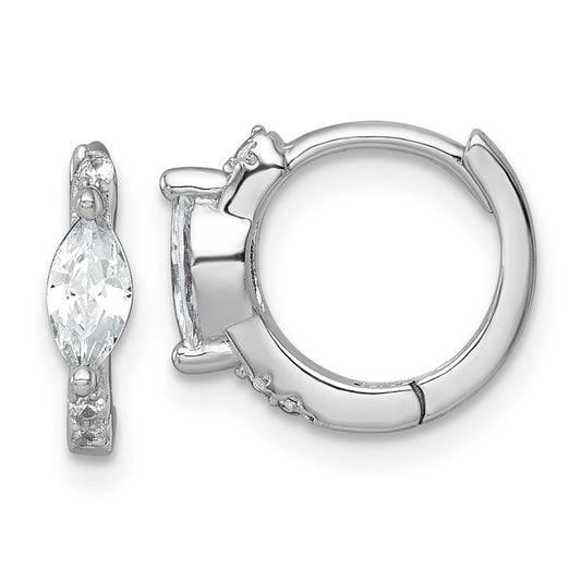Sterling Silver Rhodium-plated Polished Round and Marquise CZ Round Hinged Hoop Earrings