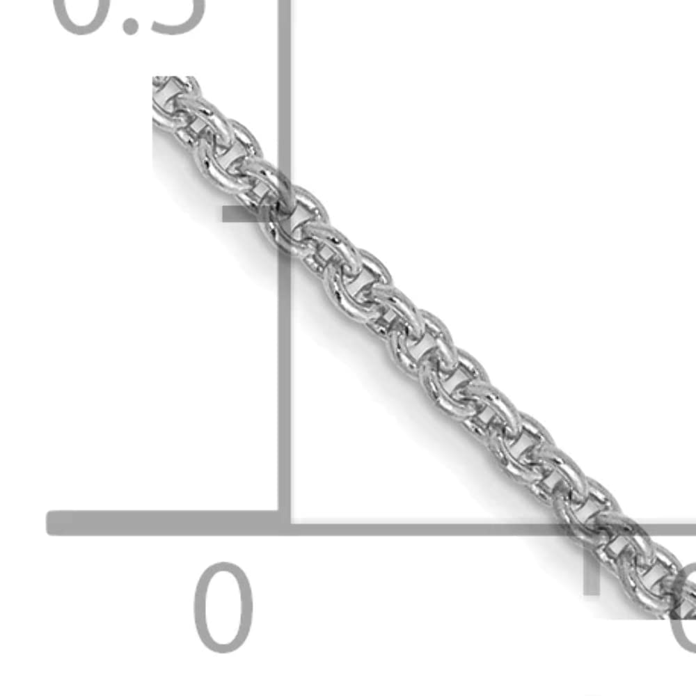 14K White Gold 9 inch 1.4mm Round Open Link Cable with Lobster Clasp Anklet