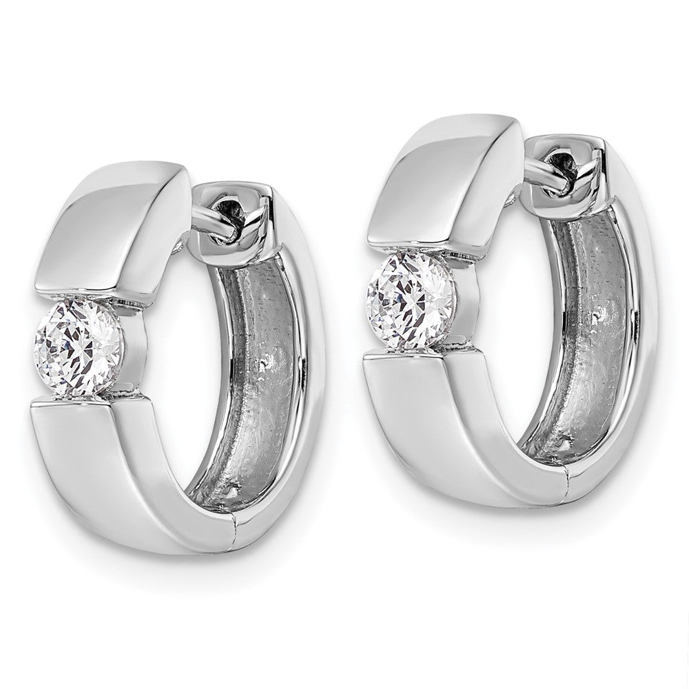 True Origin 14k White Gold 1/4 carat Lab Grown Diamond VS DEF Hinged Hoop Earrings