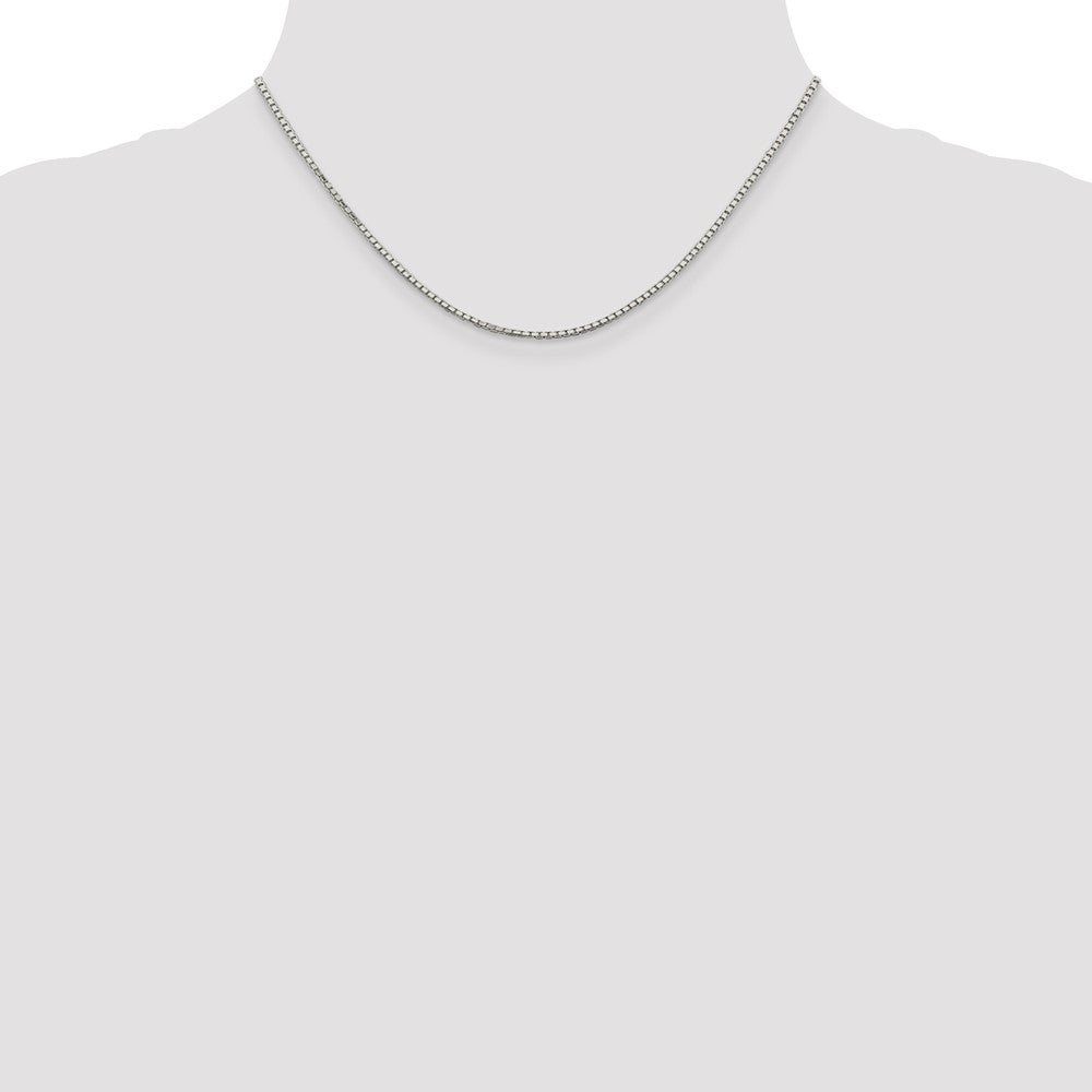 Sterling Silver Rhodium-plated 1.7mm 8 Sided D/C Mirror Box Chain 16 Inches