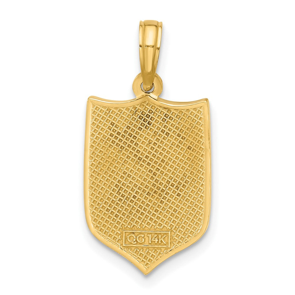 14K Polished Shield with Cross Pendant
