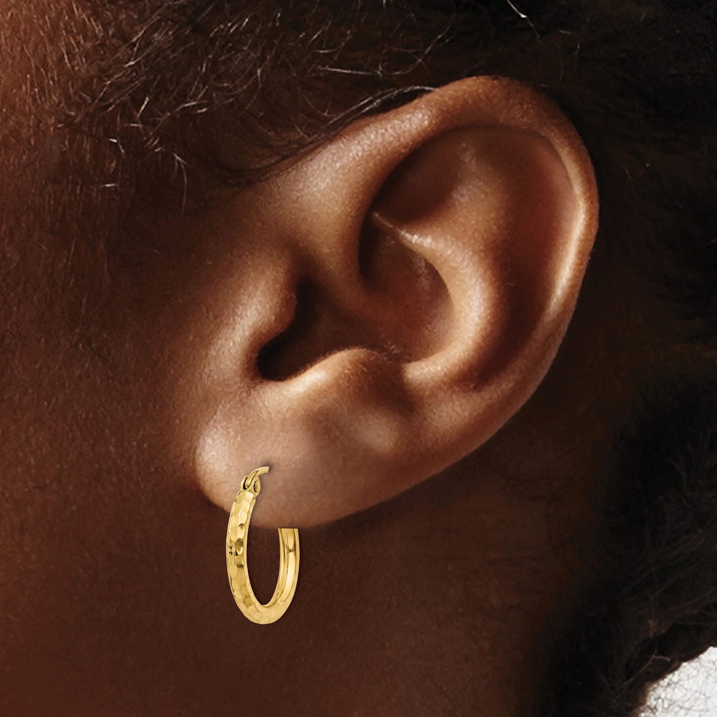 14k Yellow Gold Hollow Polished Hinged post Sparkle Cut 2mm Round Tube Hoop Earrings Measures 11x11mm Jewelry for Women