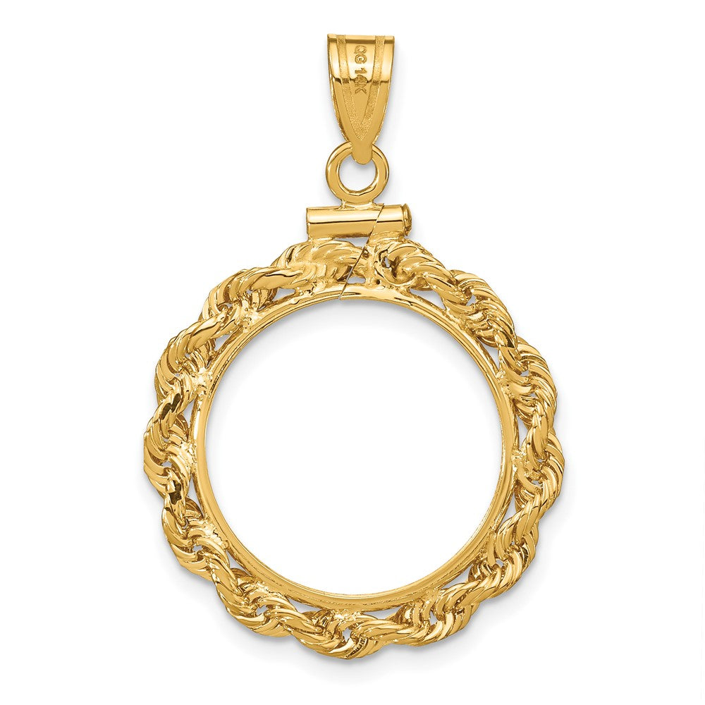 Wideband Distinguished Coin Jewelry 14k Polished Rope 18.0mm x 1.35mm Screw Top Coin Bezel Pendant