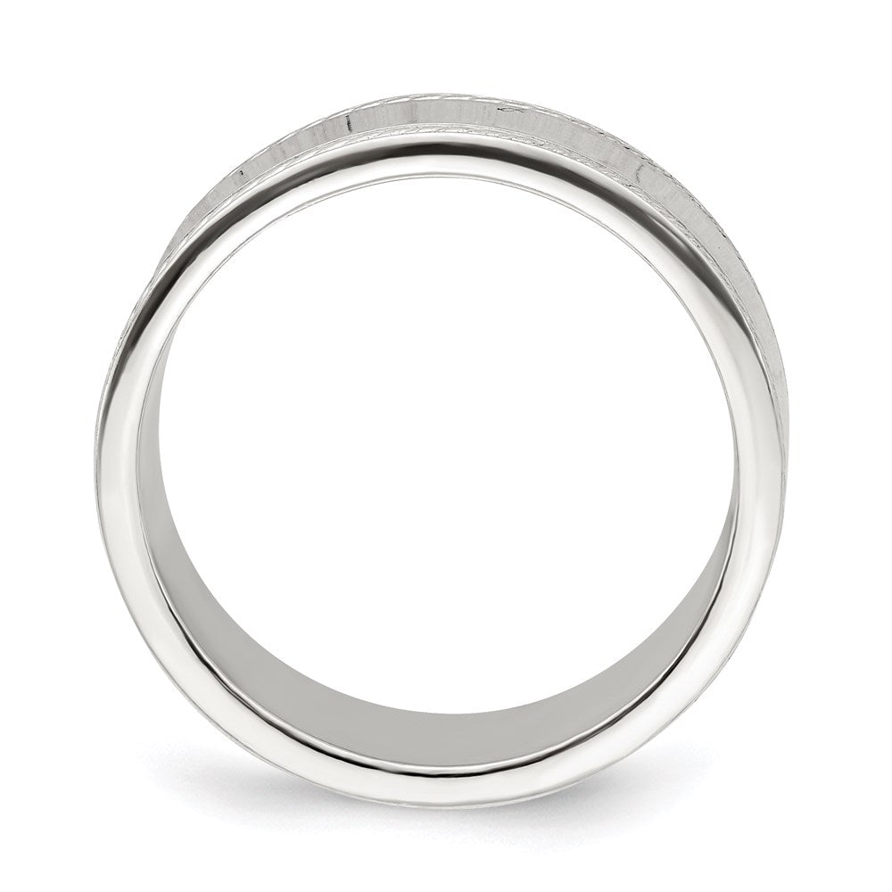 Sterling Silver 7mm Flat with Rope Edge Size 10 Band