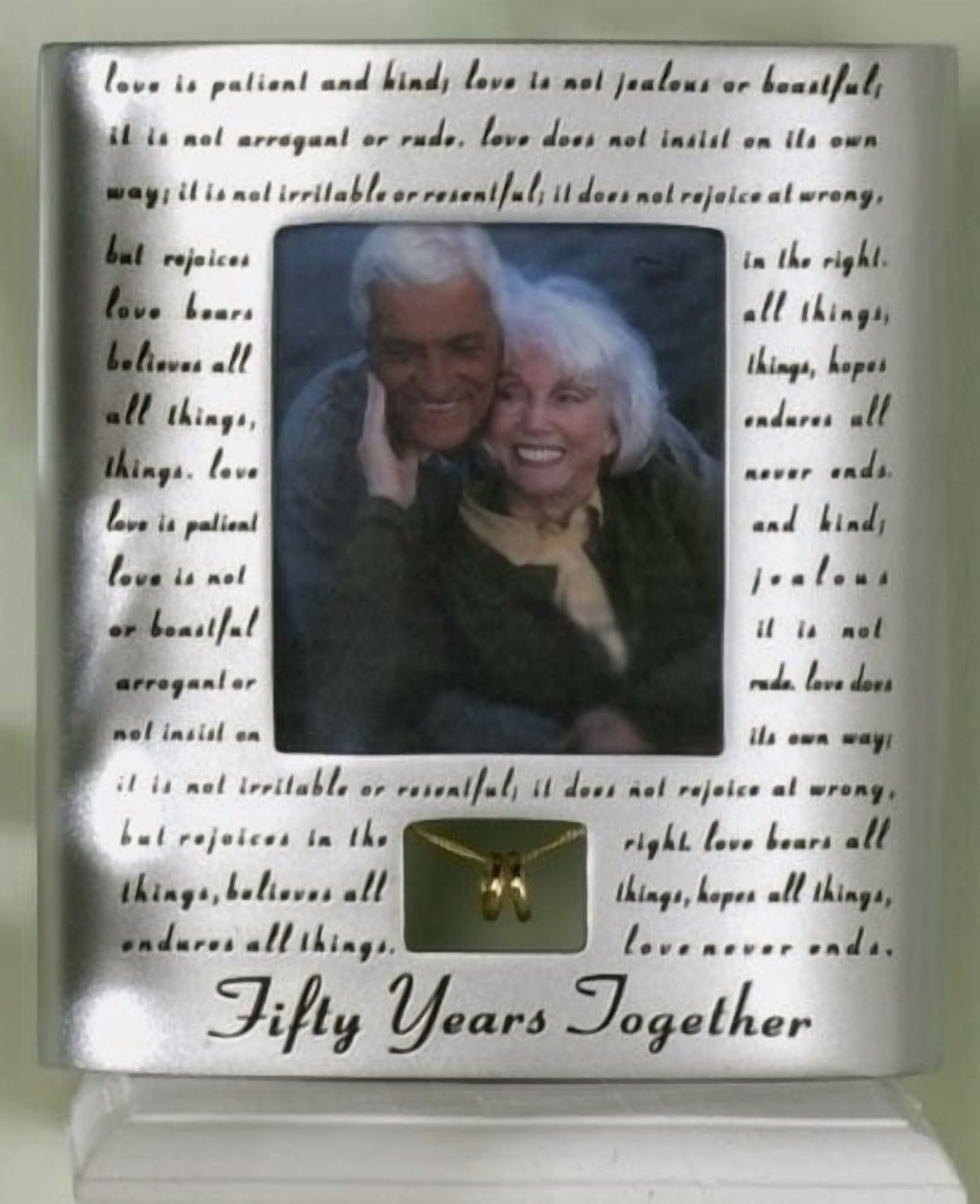 Roman 50th Wedding Anniversary Picture Photo Frame Love Never Fails