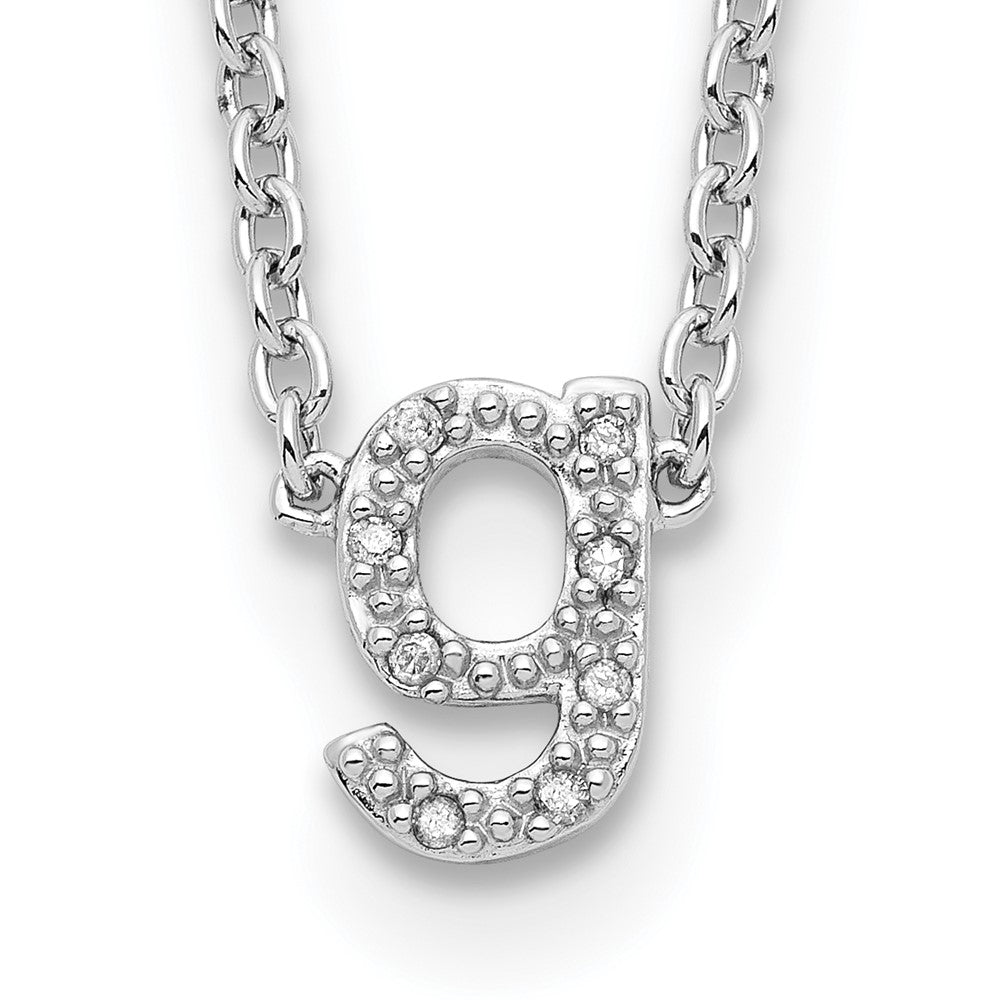 Sterling Silver Polished Diamond Initial g with 16 + 2 in ext Necklace