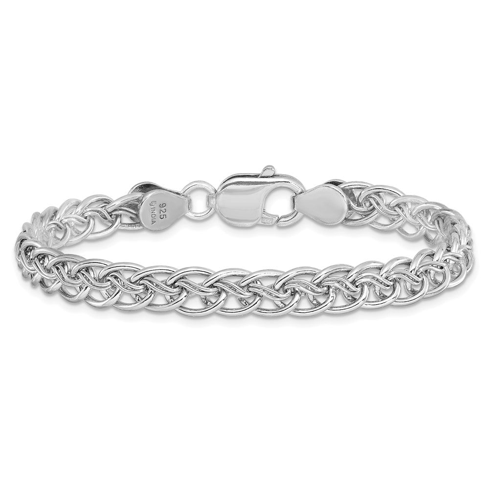 Sterling Silver Rhodium-plated Polished Link Bracelet 7.5  inches