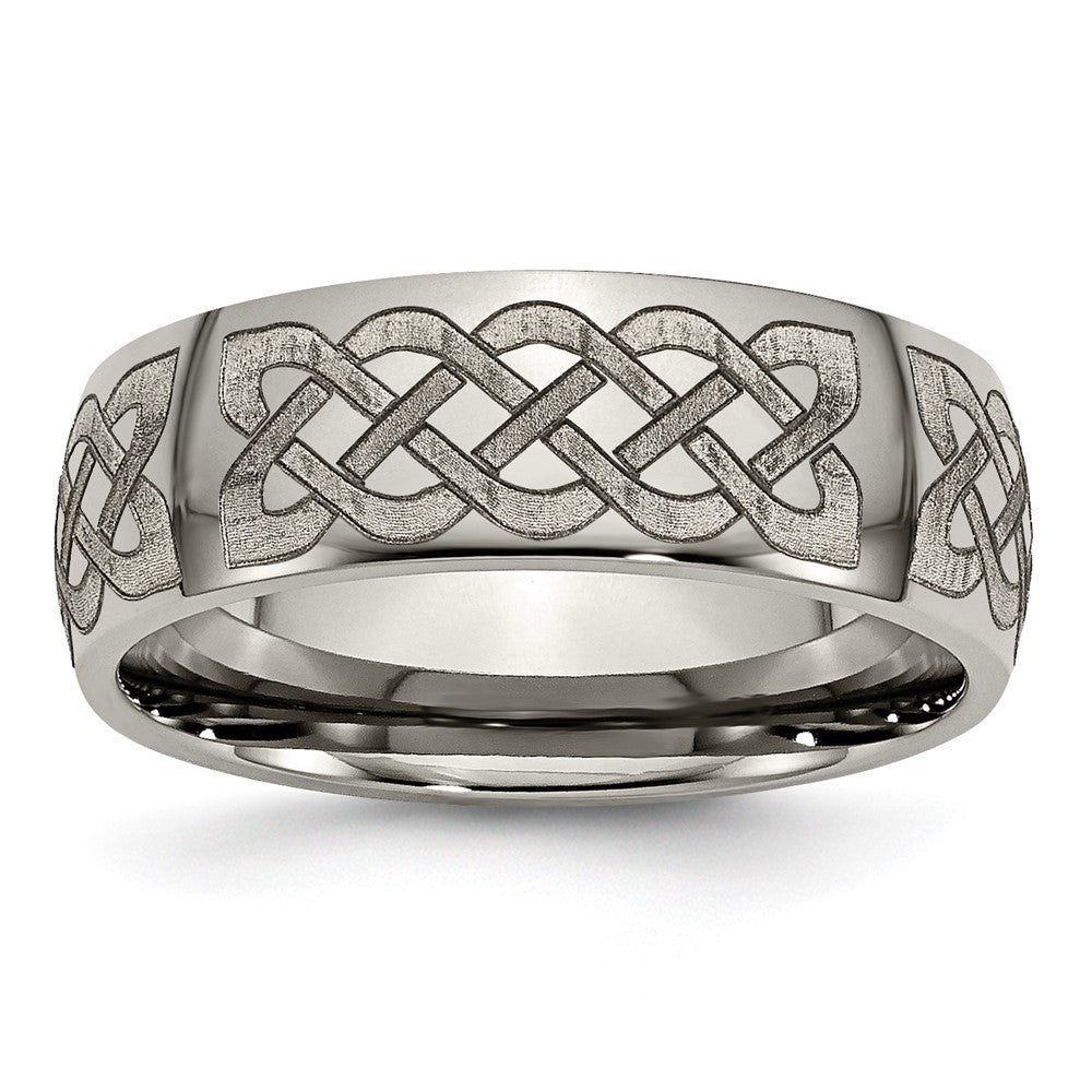 Titanium Polished Celtic Laser Design 8mm Band Size - 8.5