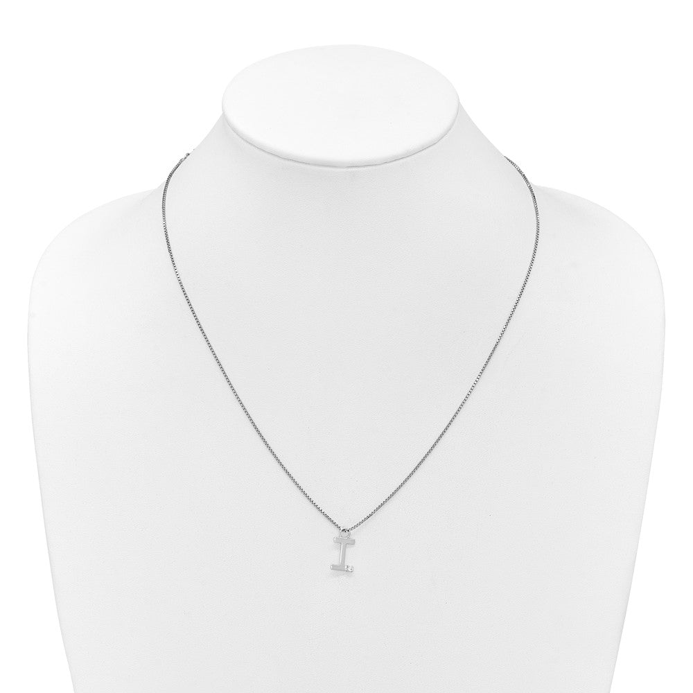 White Ice Sterling Silver Rhodium-plated 18 inch Diamond Letter I Initial Necklace plus 2 inch Extender 18 Inches