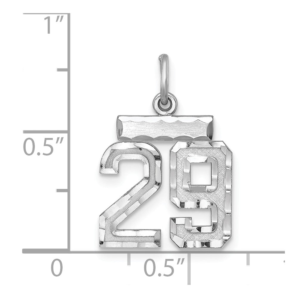 Sterling Silver Rhodium-plated Diamond-cut #29 Charm