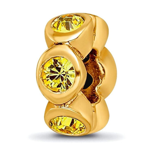 Sterling Silver Gold-plated Reflections Nov Yellow Preciosa Crystal Bead