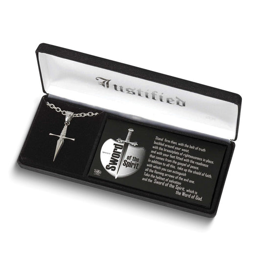 Stainless Steel Sword of the Spirit 18 inch Necklace