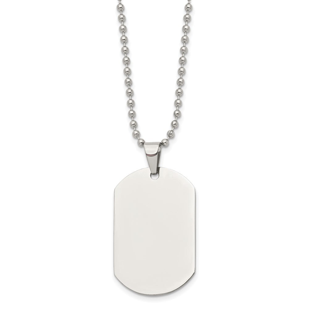 Stainless Steel Polished Dog Tag 24in Necklace