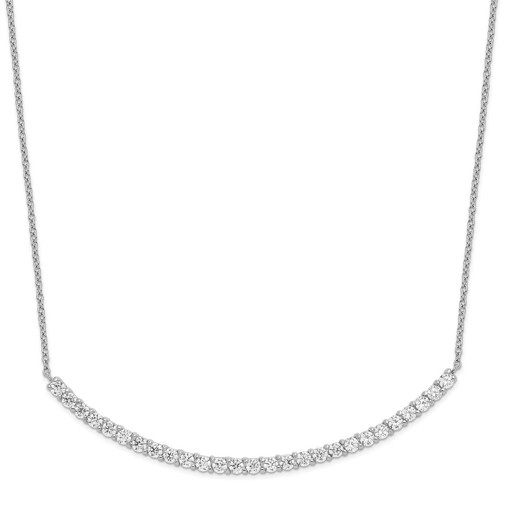 Cheryl M Sterling Silver Rhodium-plated Brilliant-cut CZ Curved Bar 18 Inch Necklace 18 Inches