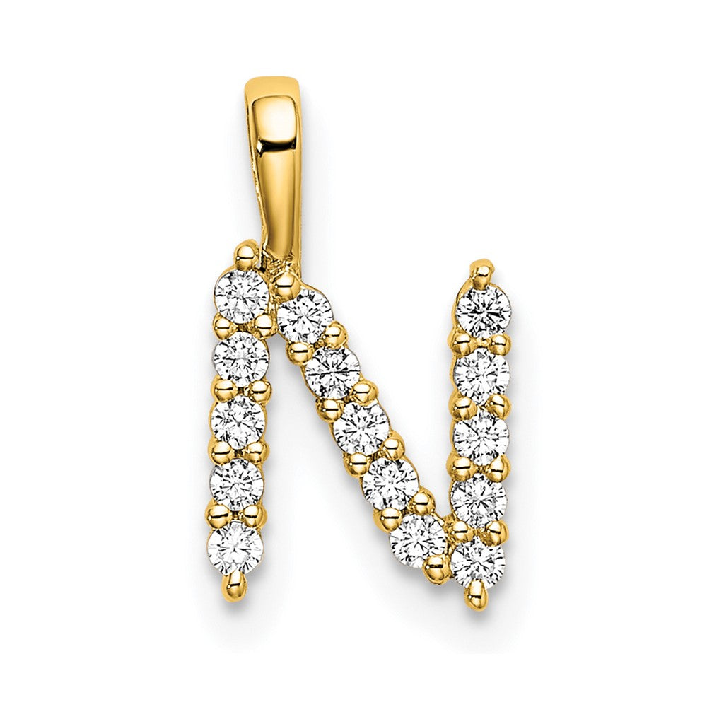 14k 1/6 carat Lab Grown Diamond VS/SI+ G+ Letter N Initial Pendant