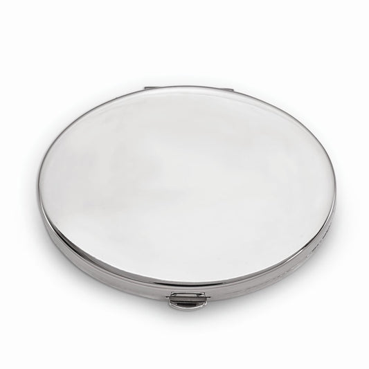 Engravable Silver-tone 2-Section Oval Pillbox with Mirror QGM12423