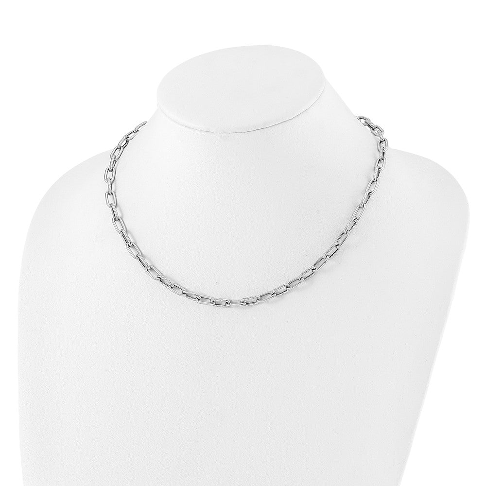 Sterling Silver RH-plated Polished and Textured Link Necklace