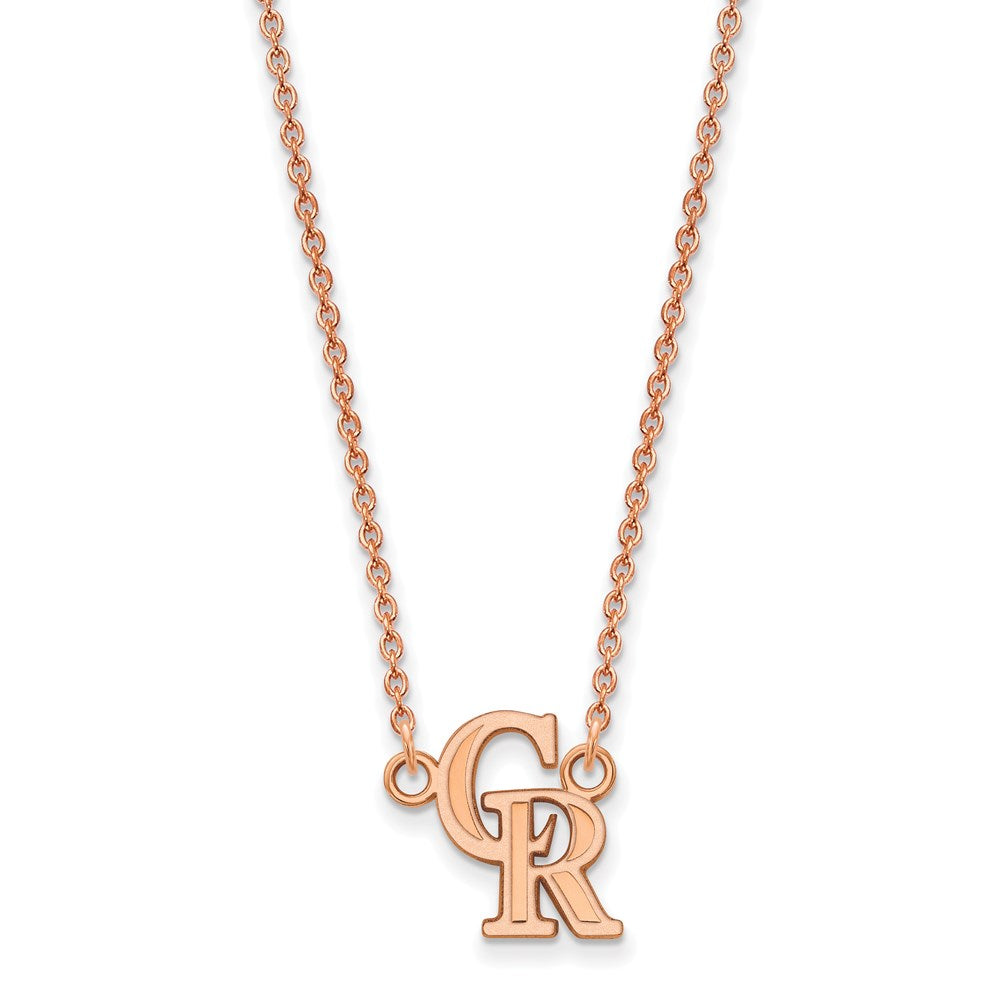 Sterling Silver Rose Gold-plated MLB LogoArt Colorado Rockies Small Pendant