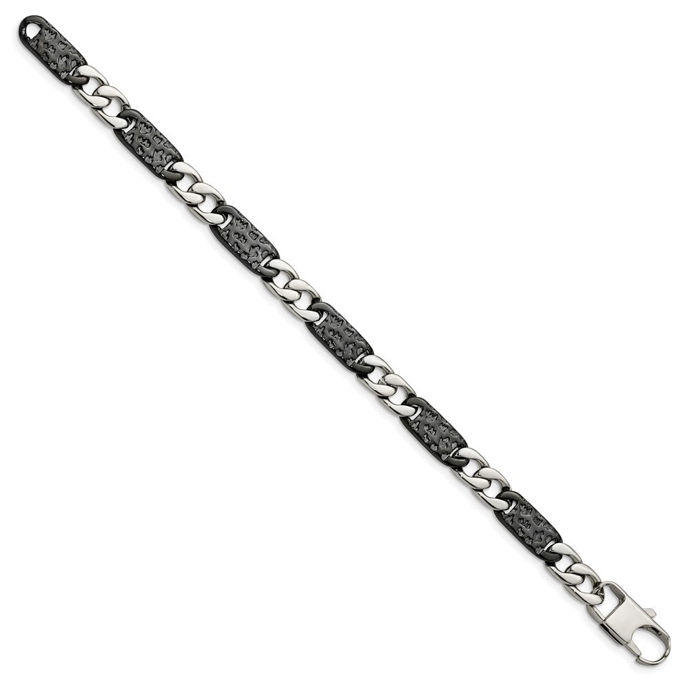Stainless Steel Polished Black IP-plated 8.5in Link Bracelet 8.5 inches