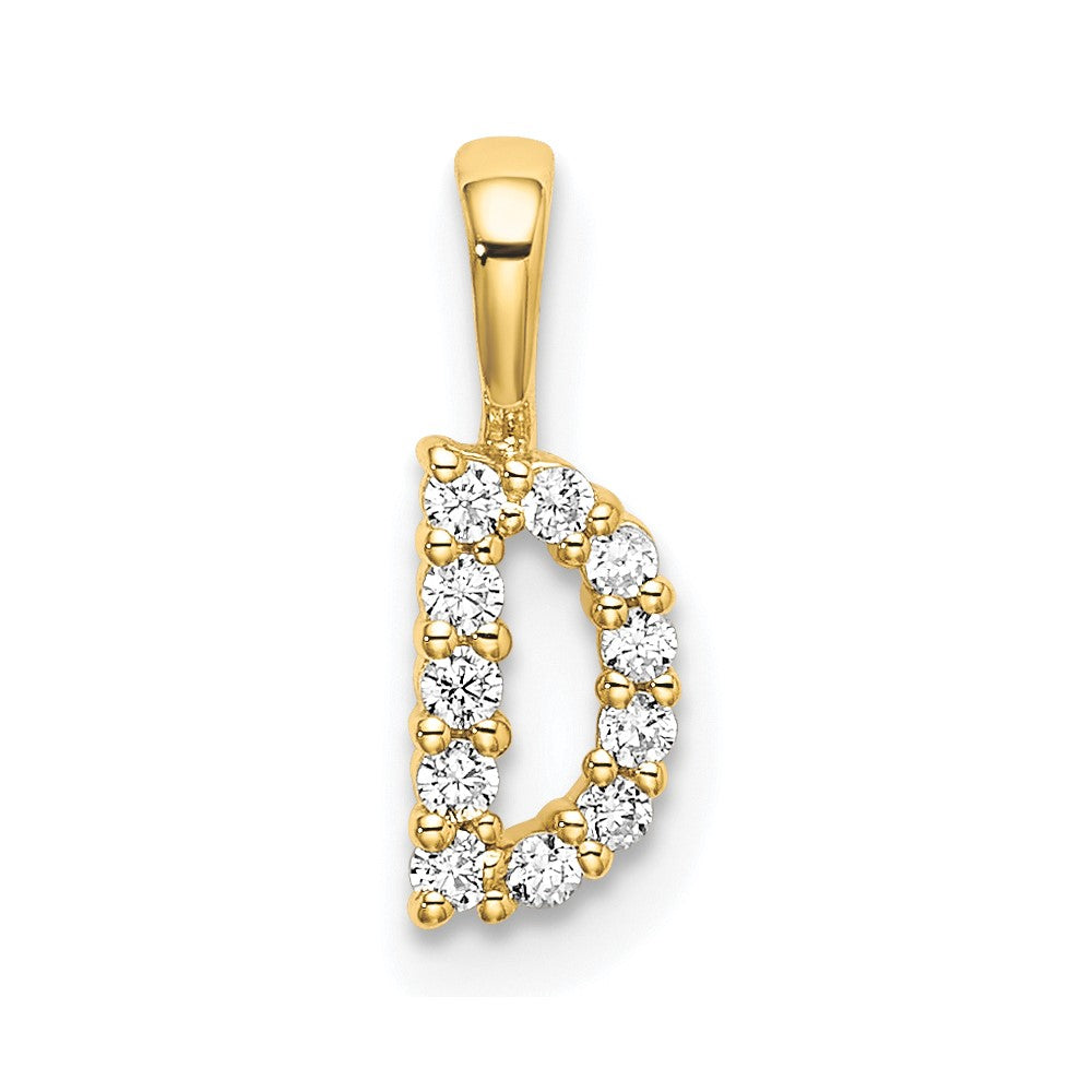 14k 1/10 carat Lab Grown Diamond VS/SI+ G+ Letter D Initial Pendant