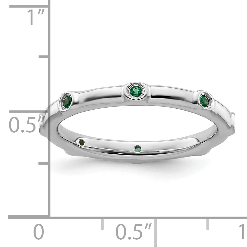 Sterling Silver Stackable Expressions Created Emerald Ring Size -6
