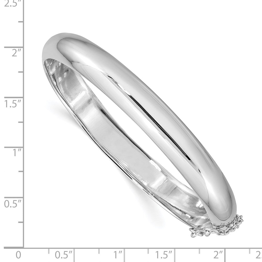 Sterling Silver Rhodium-plated 9.00mm Fancy Hinged Bangle Bracelet 7.5 inches