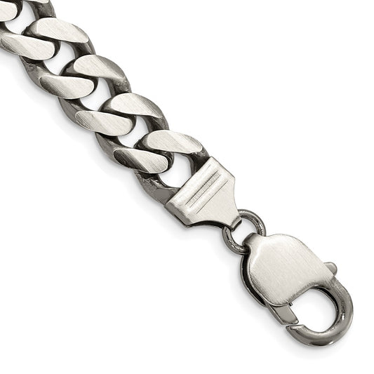 Sterling Silver Antiqued 9.3mm Curb Chain 8 inches