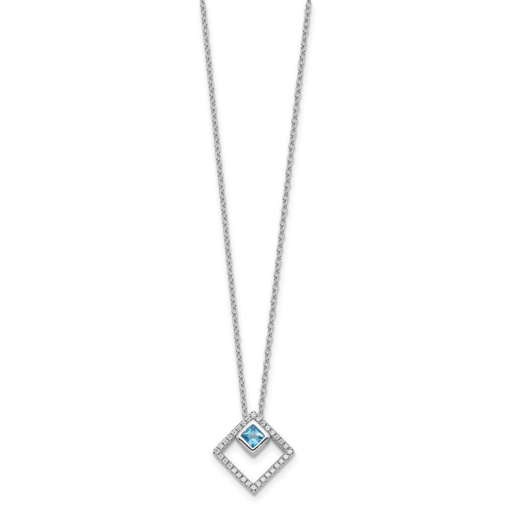 Sterling Silver RH-plated 5mm CZ and Spinel w/1in. Ext. Necklace 16 Inches