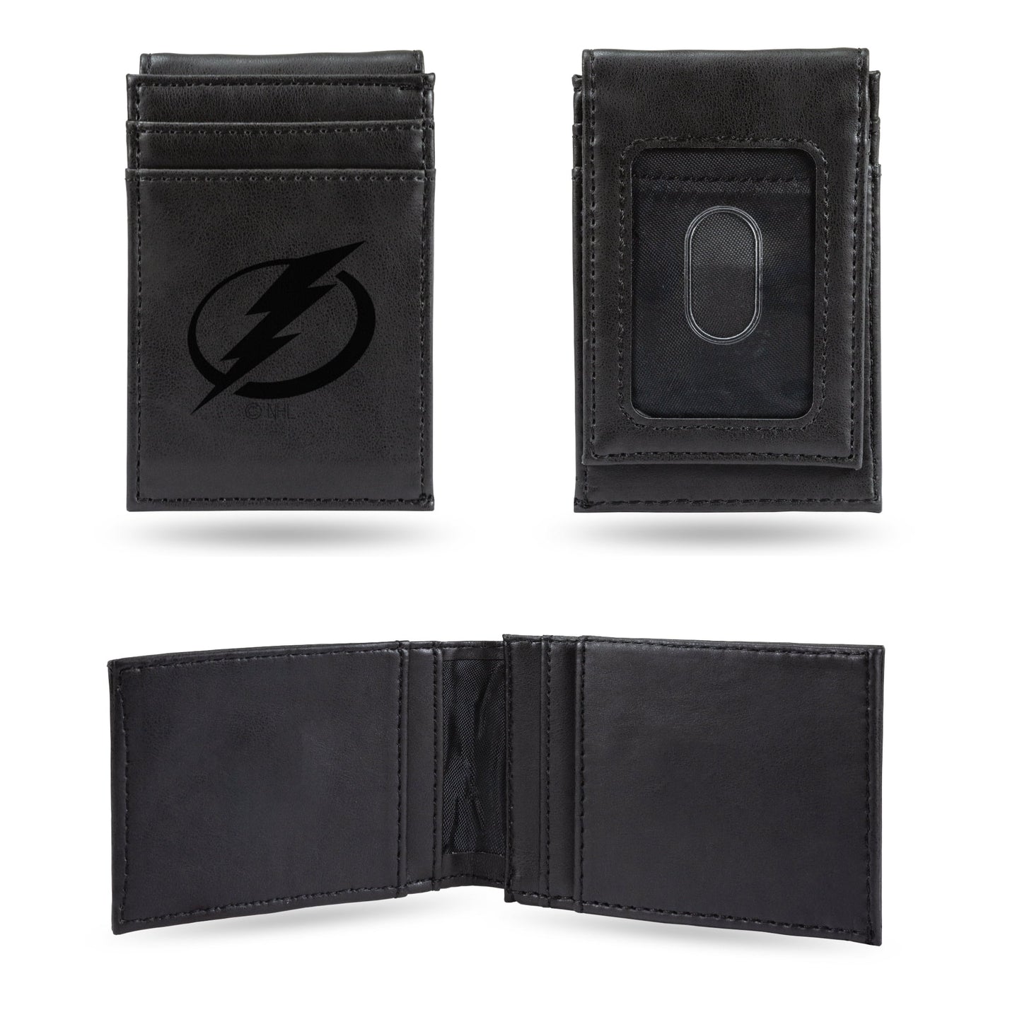 Lightning Laser Engraved Black Front Pocket Wallet