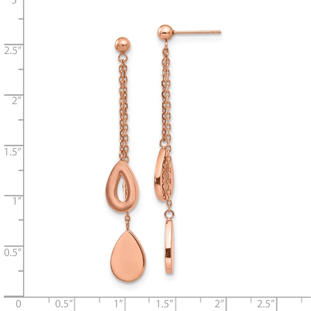 Stainless Steel Polished Rose IP-plated Post Dangle Earrings