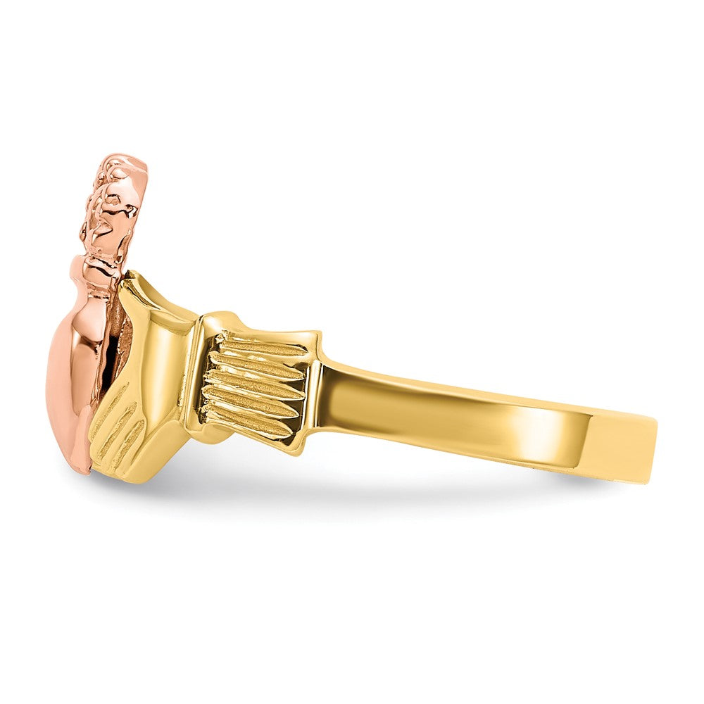 14k Two-tone Polished Claddagh Ring Size 6