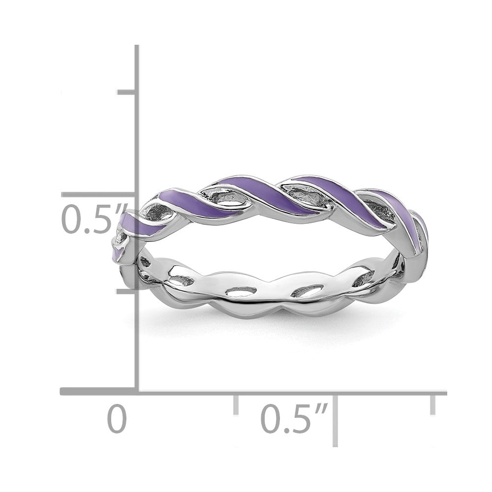 Sterling Silver Stackable Expressions Purple Enamel Ring Size -8