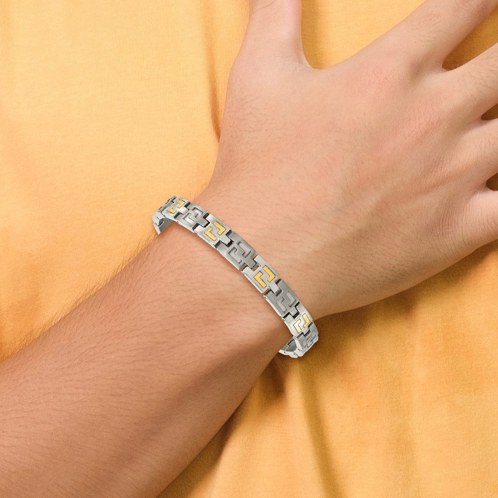 Titanium w/14k Inlay Brushed and Polished 8.5in Bracelet 8.5 inches