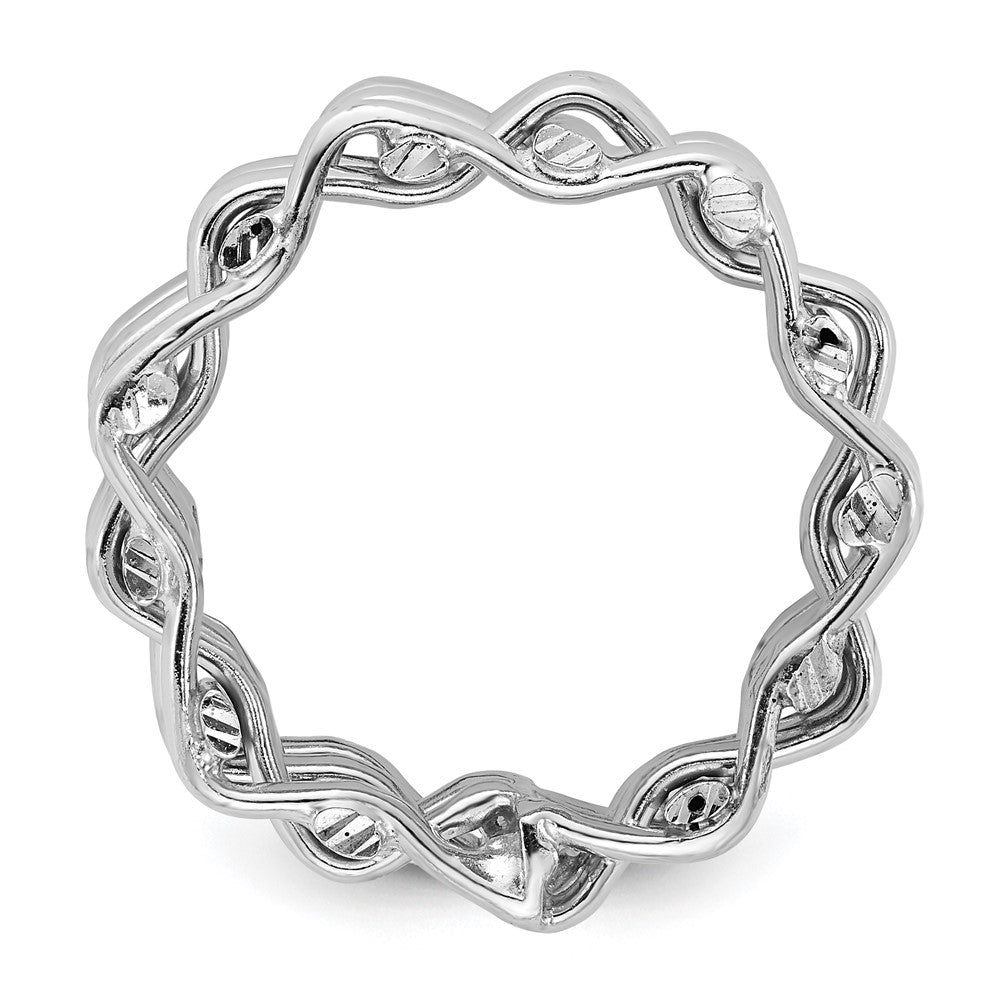 Sterling Silver Rhodium-plated Polished 5 Row Woven Panther Ring