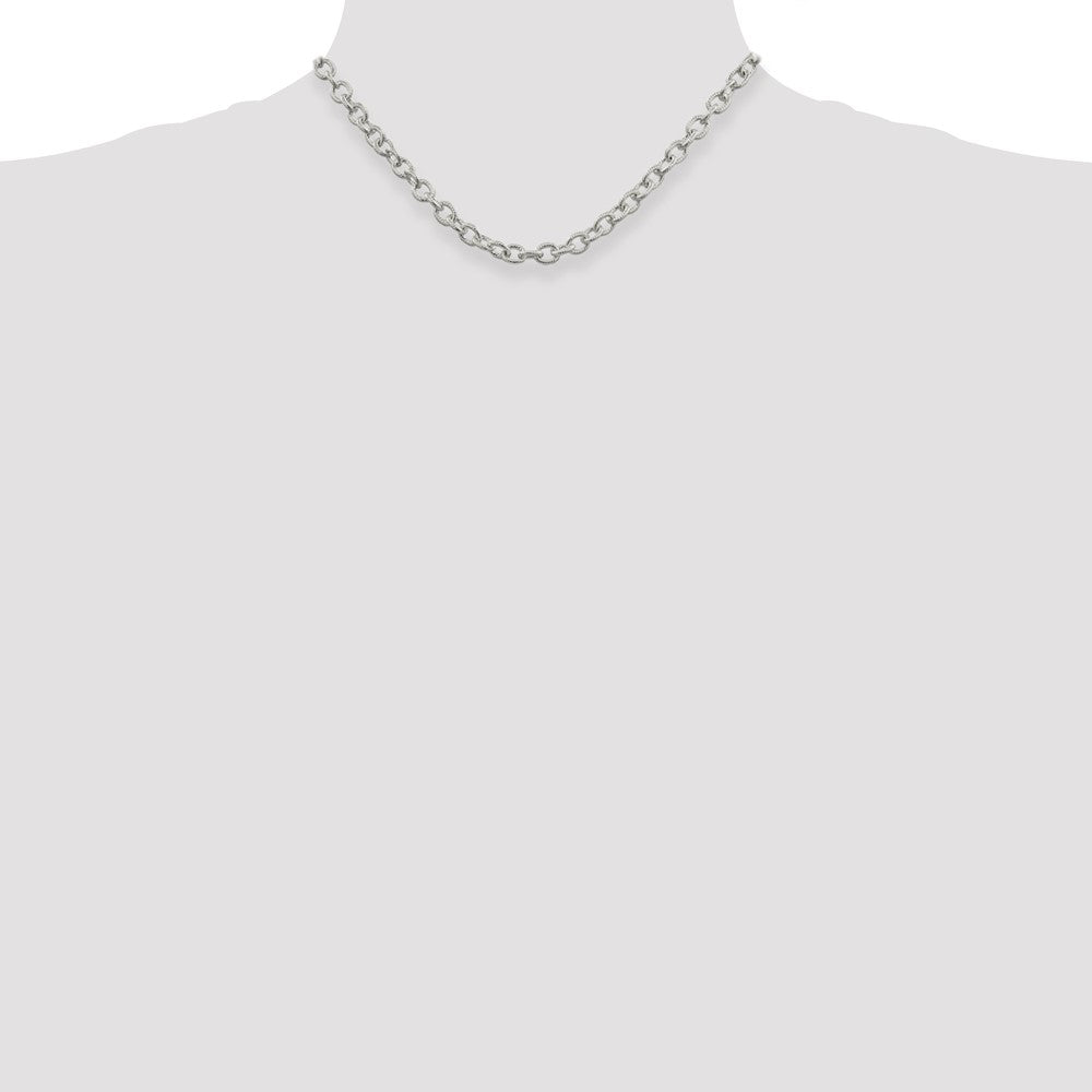 Sterling Silver 6.25mm Fancy Patterned Rolo Chain 16 Inches